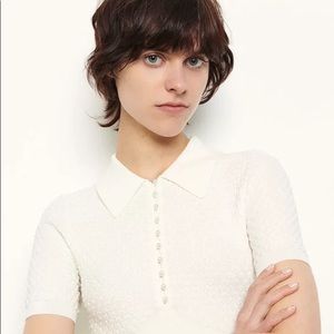 Sandro knitted short sleeve pearl top
